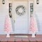Set of 2 4ft/5ft Pre-Lit Flocked Pink Artificial Christmas Porch Tree with warm white/multi-color LED Lights, 8 function w/Foot Pedal